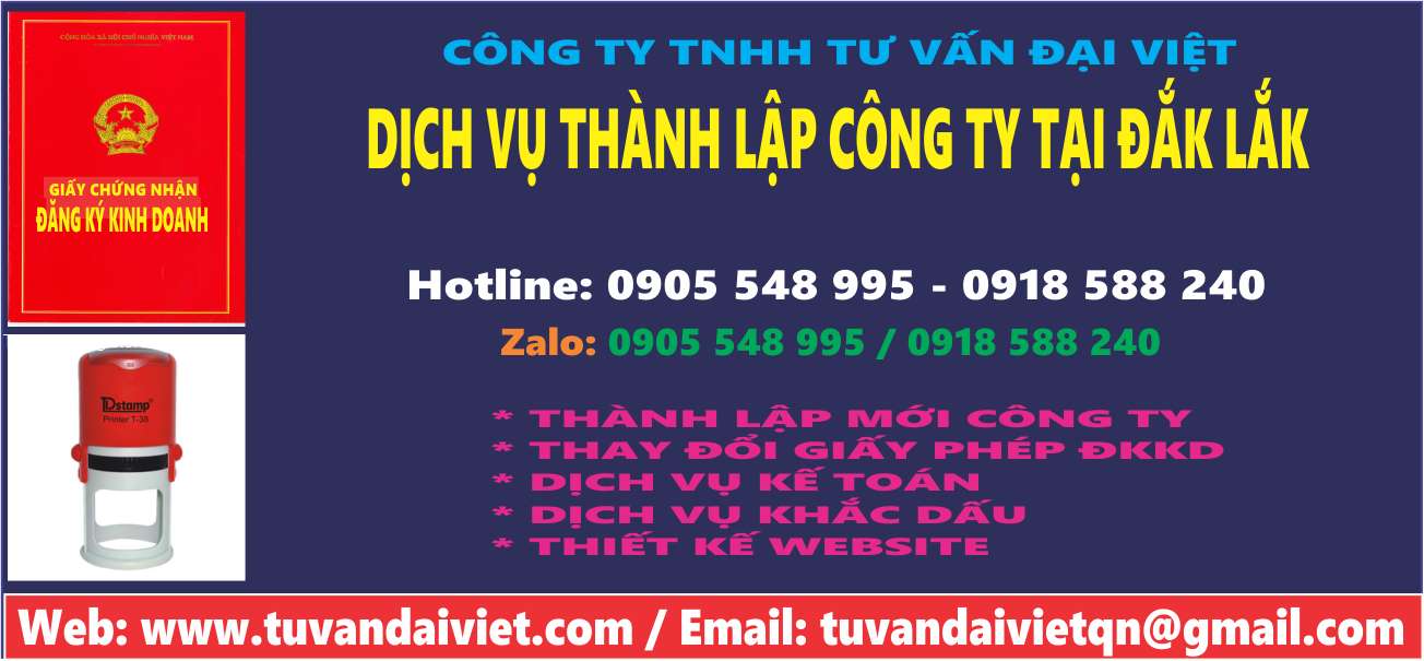 Dịch vụ thành lập công ty TNHH tại Đắk Lắk