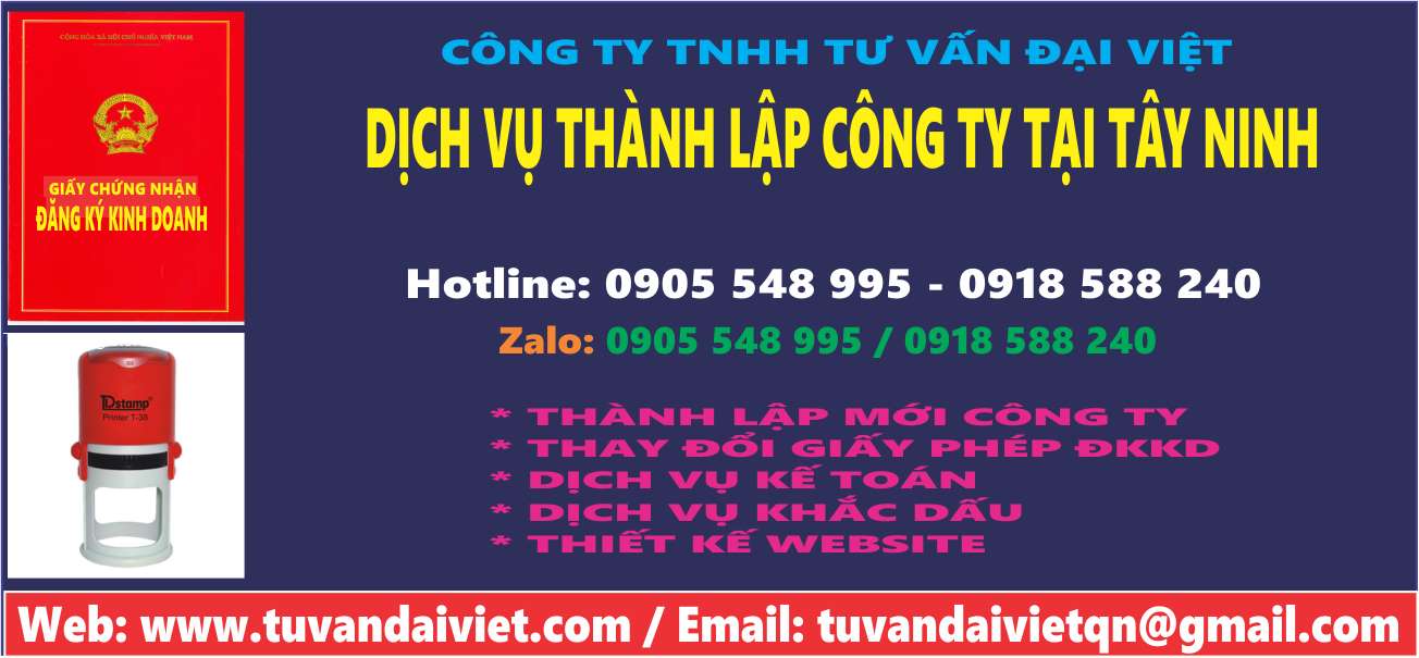 Dịch vụ thành lập công ty TNHH tại Tây Ninh